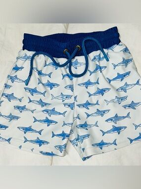 Sweet Honey swim trunks with shark pattern drawstring waist sz 3T EUC